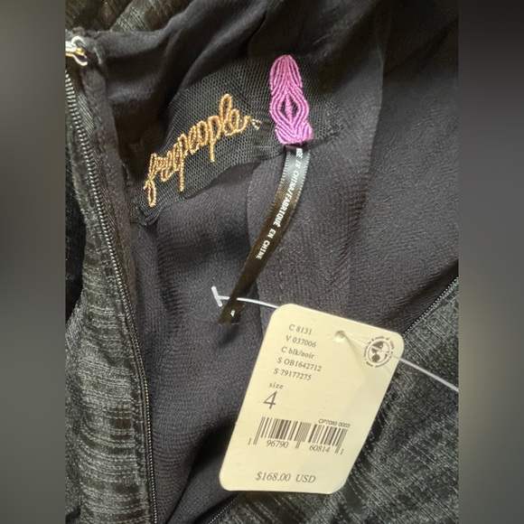 NWT Free People Hailey Black Dress Puff Sleeve Whimsigoth Fairy Size 4 - Picture 13 of 16